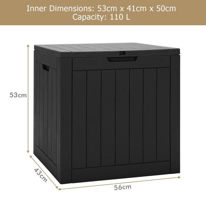 Outdoor Storage Shed - Handles and Lockable Lid, Black - Ideal Storage Solution for Garden Tools and Equipment