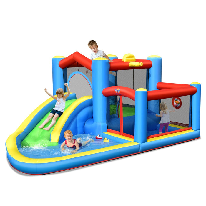 Bouncy Kingdom - Kids Inflatable Trampoline House With Slide and Target Balls - Ideal For Indoor and Outdoor Play