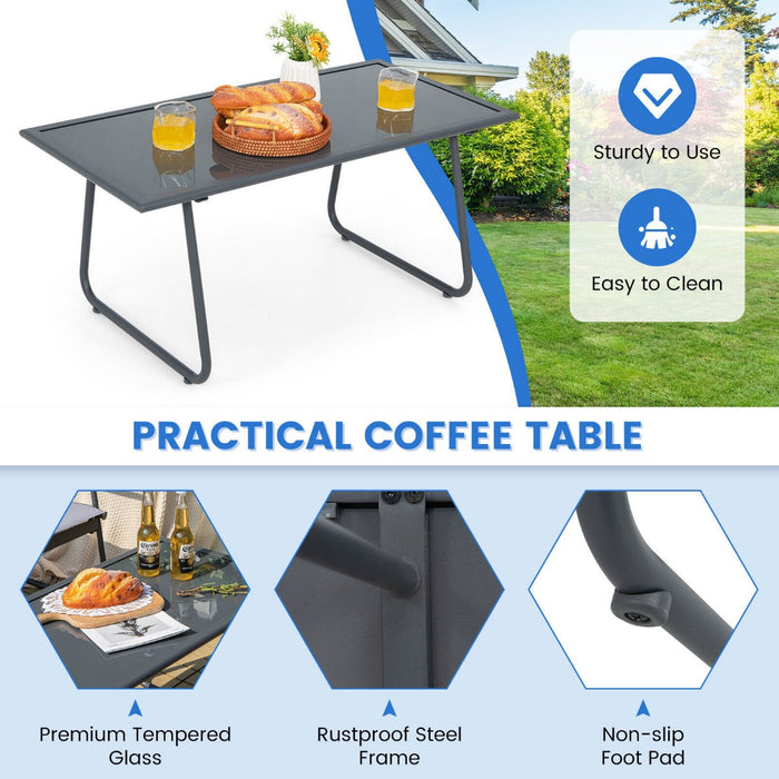 Outdoor Living Essentials - 4 Piece Garden Patio Bistro Set Includes Loveseat, Coffee Table, 2 Chairs - Perfect for Home Backyard Spaces and Entertaining Guests