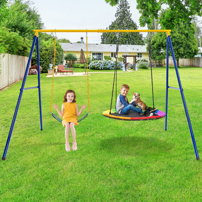 Child-Friendly Double Swing Set - Fun Outdoor Activity Equipment for Children - Perfect for Backyard Play and Physical Exercise