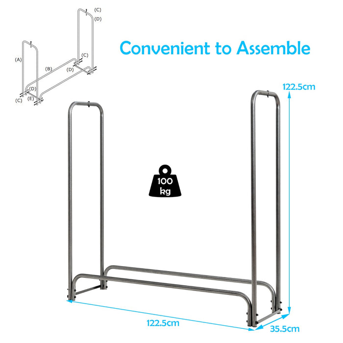Log Rack 123 cm - Firewood Storage Solution - Ideal for Compact and Organized Log Keeping