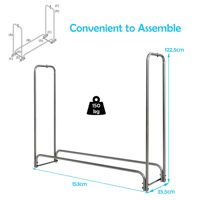 Log Rack 123 cm - Firewood Storage Solution - Ideal for Compact and Organized Log Keeping