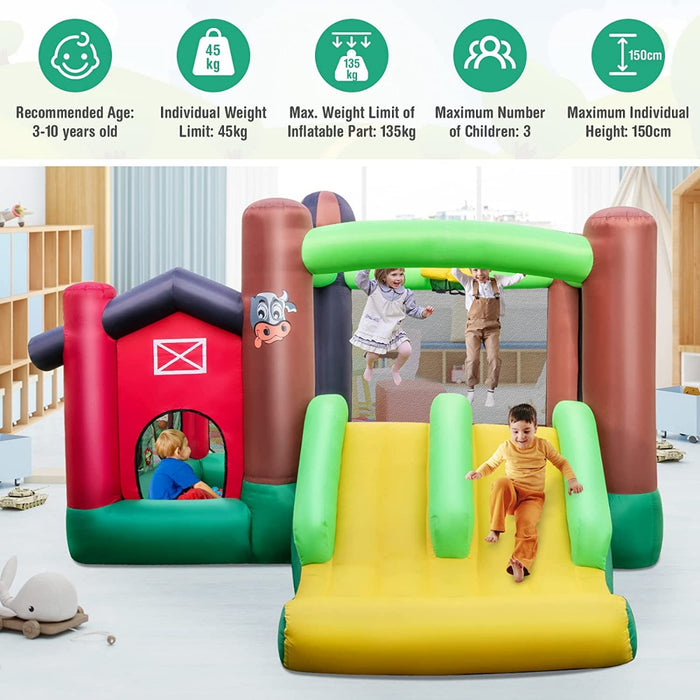 Inflatable Trampoline Bouncy House - Dual Slide Fun for Kids - Perfect for Indoor and Outdoor Play without the Need for a Blower