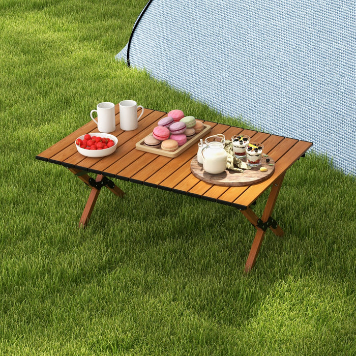 Aluminum Picnic Table - Foldable, Roll-Up, Camping Table with Carry Bag, Natural Color - Perfect for Outdoor Activities and Easy Transport