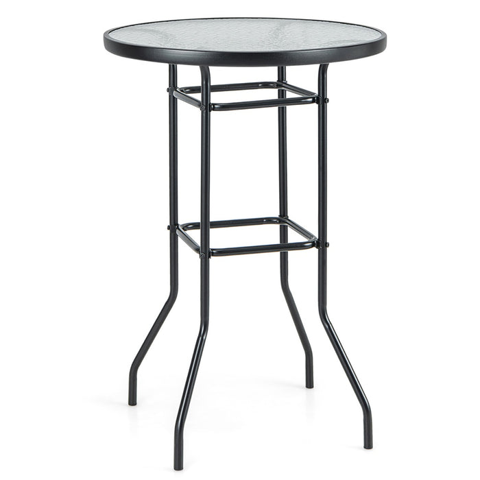 Tempered Glass Patio Bar Table - Heavy-duty Metal Frame Construction - Ideal for Outdoor Entertaining and Dining Areas