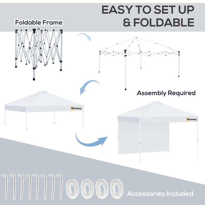 3x3M Pop Up Gazebo - Outdoor Event Shelter with Sidewall & Roller Bag, Adjustable Height - Ideal for Garden, Patio, Parties, White