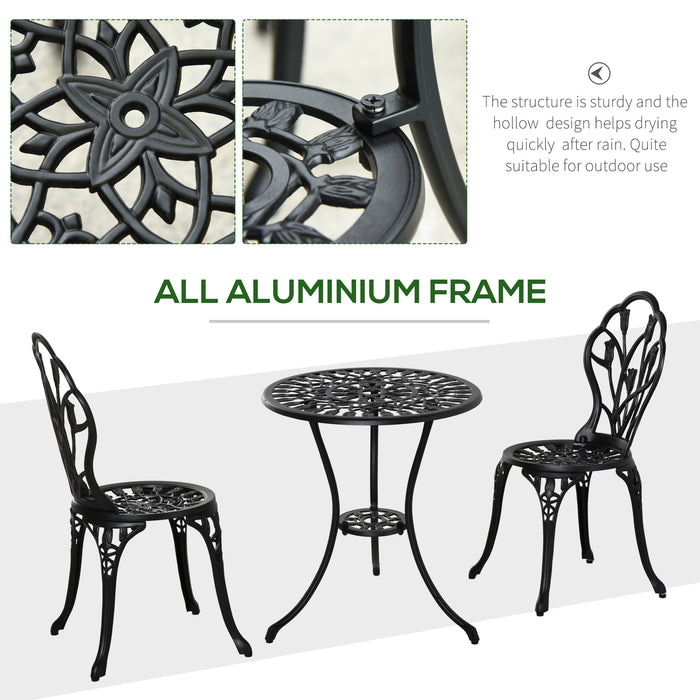 3 Piece Patio Bistro Set - Outdoor Aluminum Dining Furniture with Umbrella Hole, Garden and Balcony-Friendly - Ideal for Al Fresco Meals and Relaxation