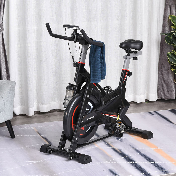 Steel Stationary Bike - 5-Level Adjustable Resistance Cycling Trainer with LCD Display - Ideal for Home Cardio Workouts and Fitness Enthusiasts