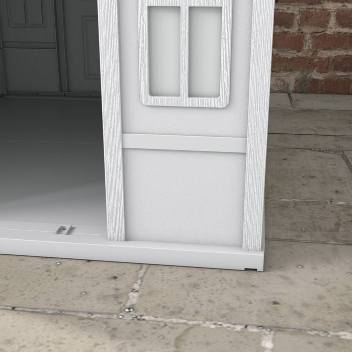 Durable Grey Plastic Canine Shelter - Weatherproof Outdoor Dog House With Sturdy Design - Perfect for All-Weather Protection for Pets