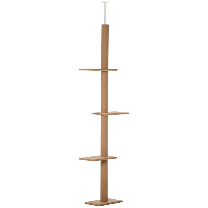 260cm Multi-Level Floor To Ceiling Cat Tree - Flannel-Covered Perches, Sleep & Play Tower for Kittens - Pet-Friendly Indoor Activity Structure