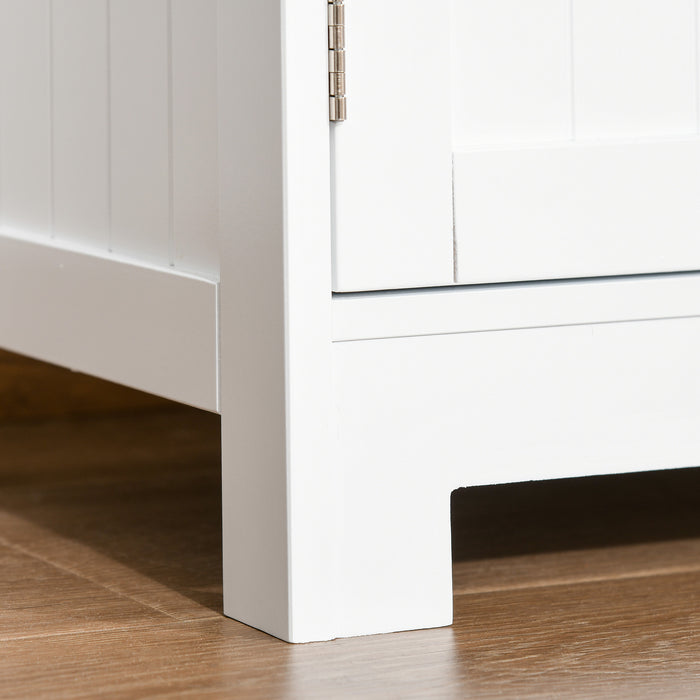 Elegant Bathroom Floor Cabinet - Tempered Glass Doors with Adjustable Shelf - Space-Saving Organizer for Entryway or Living Room