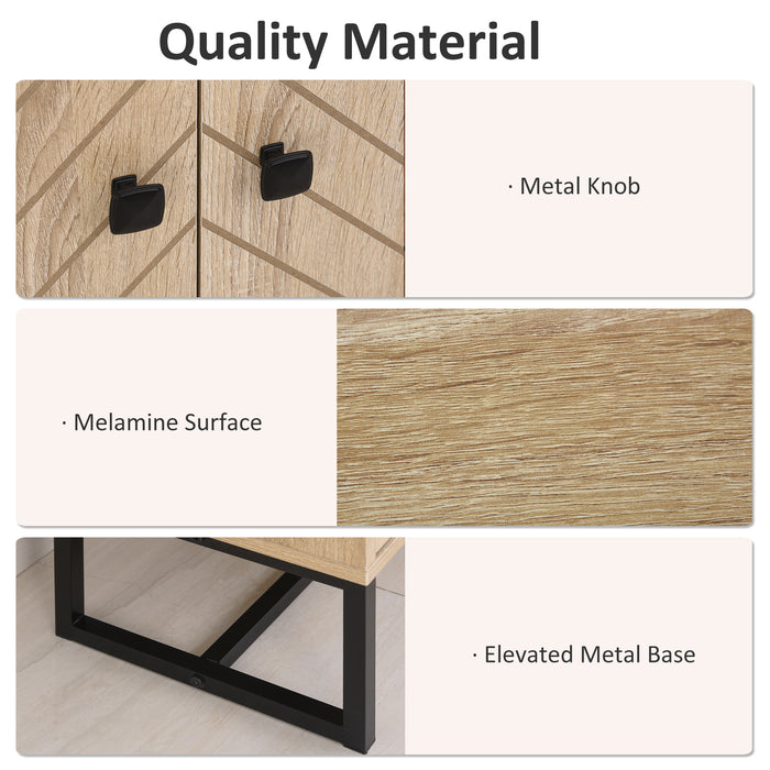 Modern Metal Frame Storage Cabinet - Adjustable Shelf with Handles and Tabletop - Stylish Organiser for Contemporary Home Decor