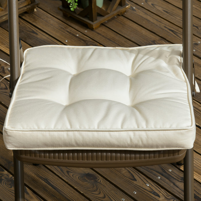 Outdoor Chair Comfort Pad - 40x40cm Garden Seat Cushion with Secure Ties, Cream White - Ideal for Patio Furniture & Dining Chairs
