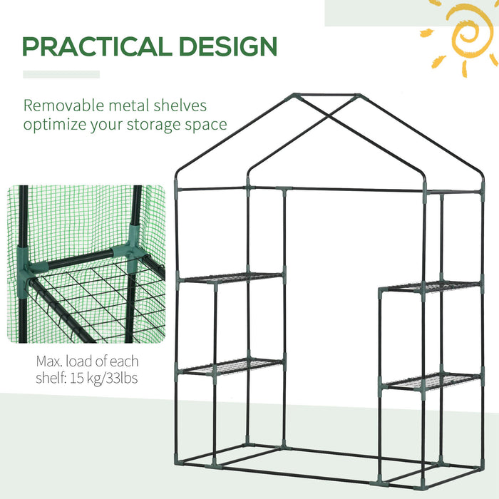 Portable Walk-In Greenhouse - 2-Tier Shelves, Roll-Up Zippered Entrance, PE Weather-Resistant Cover, 141x72x191 cm - Ideal for Garden Enthusiasts and Plant Cultivation