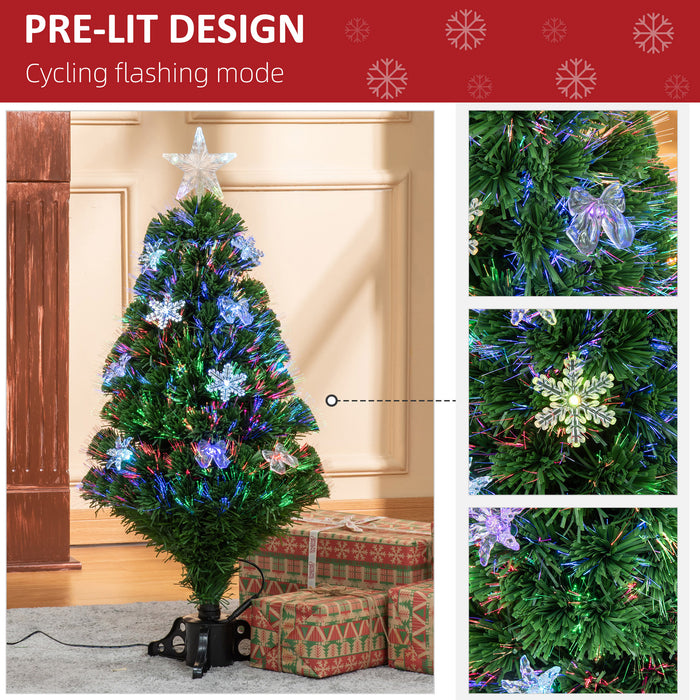 HOMCM 3FT Prelit Tree - LED & Fiber Optic Illuminated Artificial Christmas Tree with Foldable Stand - Festive Home Xmas Decor for Small Spaces