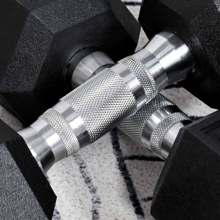 Hexagonal Rubber-Coated Dumbbell Set - Weightlifting and Fitness Equipment for Home Gym - Ideal for Strength Training and Muscle Building