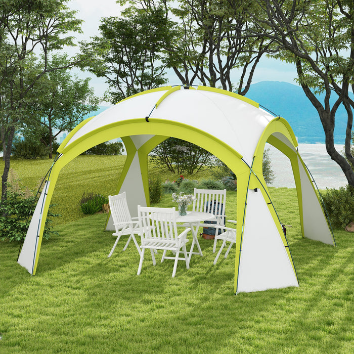 Outdoor Camping Gazebo 3.5x3.5M - Event Dome Shelter with Patio Sun Shade, Garden Arc Pavilion in Green - Ideal Sun Protection for Campers and Garden Parties