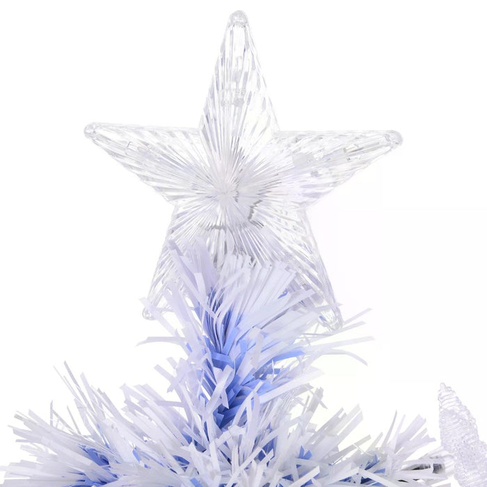 Artificial Fiber Optic Christmas Tree with 26 LED Lights - Pre-Lit White and Blue Decor, 4 Feet Tall - Festive Holiday Decor for Home and Office