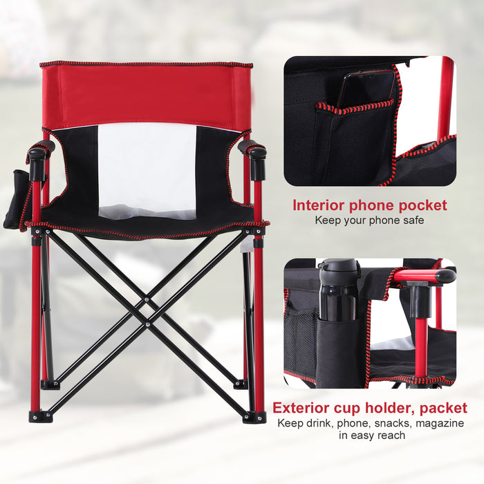 Sturdy Red Folding Chair with Metal Frame & Sponge Padding - Portable Camping Seat with Storage Pockets - Comfortable Outdoor Seating for Campers & Tailgating Events