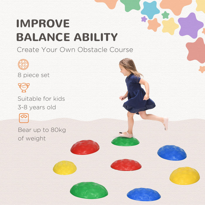 Kids Balance Stepping Stones Set - 8 Pieces with Non-Slip Mats, Indoor Outdoor Sensory Play Equipment - Promotes Coordination for Ages 3-8
