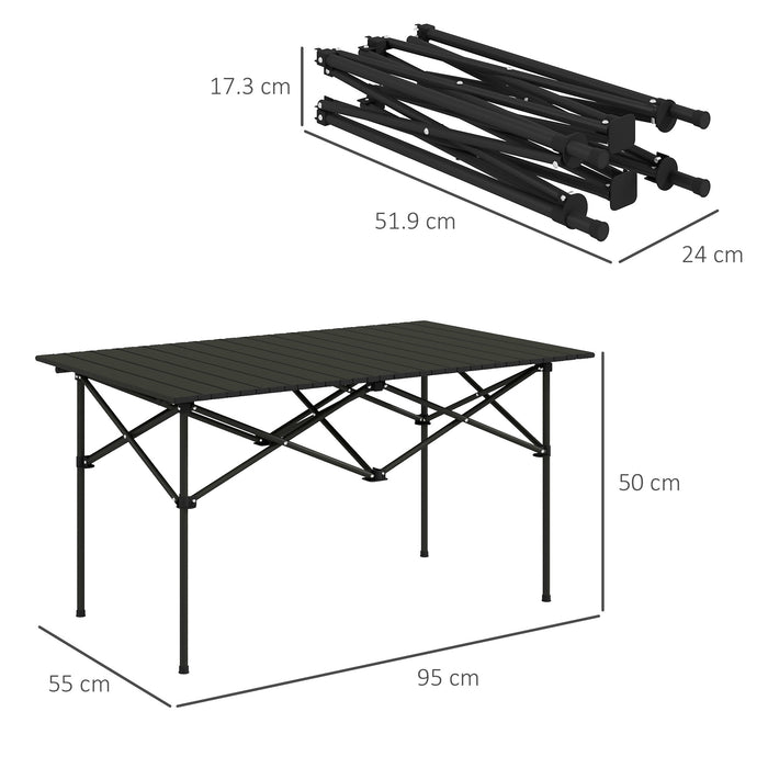 Lightweight Folding Aluminum Camping Table - Roll-Up Top Picnic Desk with Carry Bag - Ideal for Outdoor Activities, BBQ, and Hikers