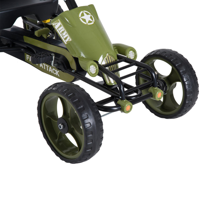 Pedal Go Kart Racer for Kids - Adjustable Seat with Braking System in Vibrant Green - Fun Outdoor Racing Ride for Children