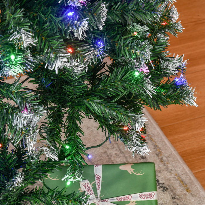 Slim Artificial Christmas Tree with Realistic Branches - 6-Foot Pre-Lit Pencil Design with 300 Colorful LEDs & 618 Tips - Perfect Xmas Decoration for Space-Saving Festivity