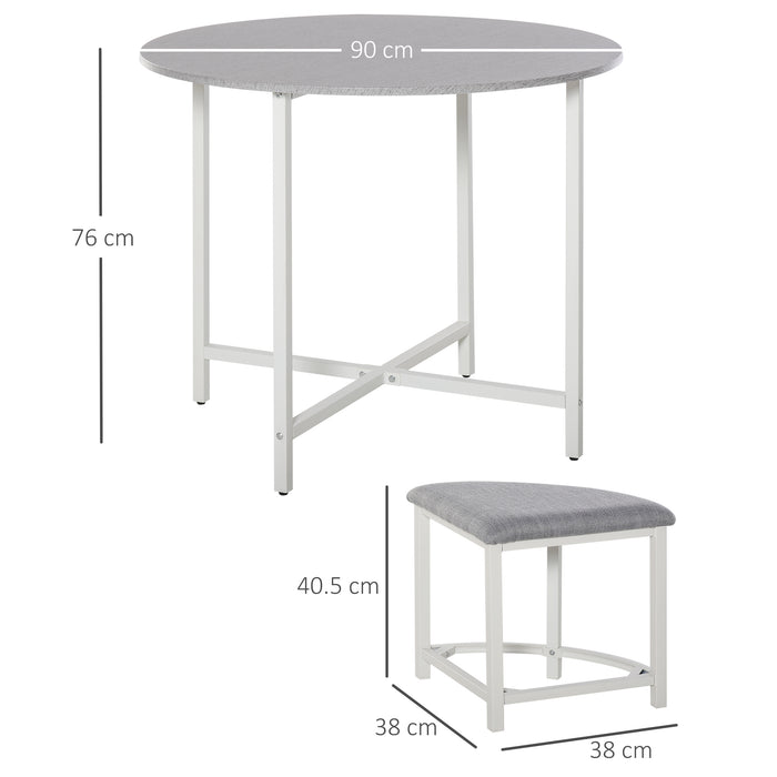 Modern Round Dining Table Set - 4 Comfy Upholstered Stools, Space-Saving Design - Ideal for Kitchen Nooks, Dining Rooms, and Dinettes