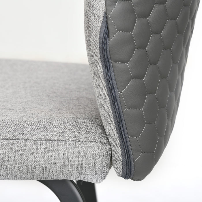 Linen-Touch Upholstered Bar Stools - Set of 2 Kitchen Chairs with Backs, Steel Legs - Stylish Seating for Home Bar and Kitchen Spaces, Light Grey