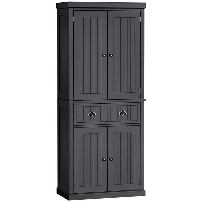 Freestanding Traditional Kitchen Cupboard - Black Storage Cabinet with Drawer, Doors & Adjustable Shelves - Ideal for Organized Kitchen Space & Extra Storage Needs