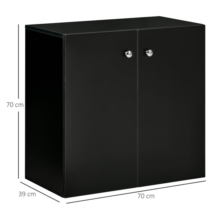 Wooden Storage Cabinet with 2 Shelves - Freestanding Sideboard and Kitchen Cupboard - Versatile Black Bookcase for Organizing Home Essentials