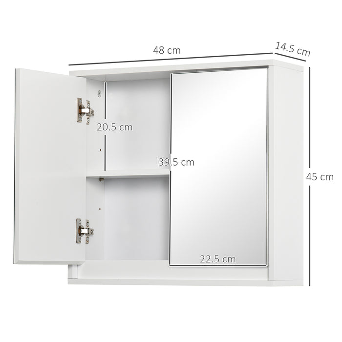 Bathroom Mirror Cabinet with Double Doors - Wall Mounted Storage Unit with Shelf - Elegant White Organizer for Restroom Essentials