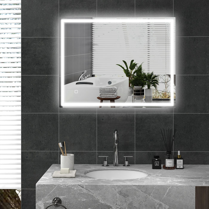 Dimmable LED Illuminated Bathroom Mirror 90 x 70cm - Vanity Makeup Mirror with Smart Touch, 3 Color Modes & Anti-Fog Feature - Ideal for Precision Grooming & Enhanced Visibility