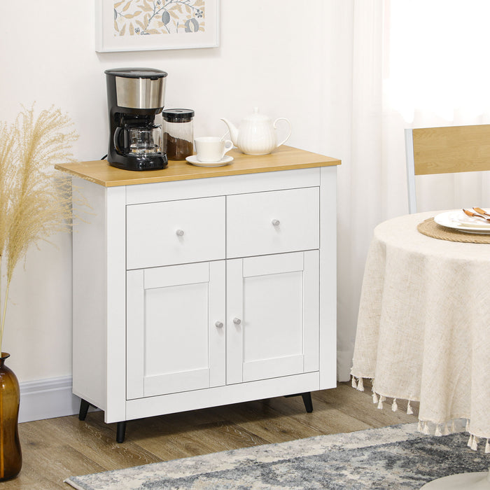 Modern White Sideboard Cabinet - Double Doors and Drawers for Storage - Ideal for Dining Room, Living Room, and Entryway Organization
