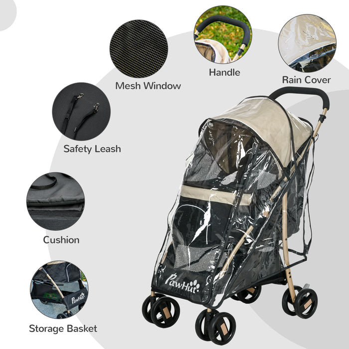 Oxfoad Compact Dog Stroller - Weatherproof Pet Carrier for Small Breeds with Rain Cover, Dark Khaki - Perfect for Miniature Pooches & Outdoor Adventures