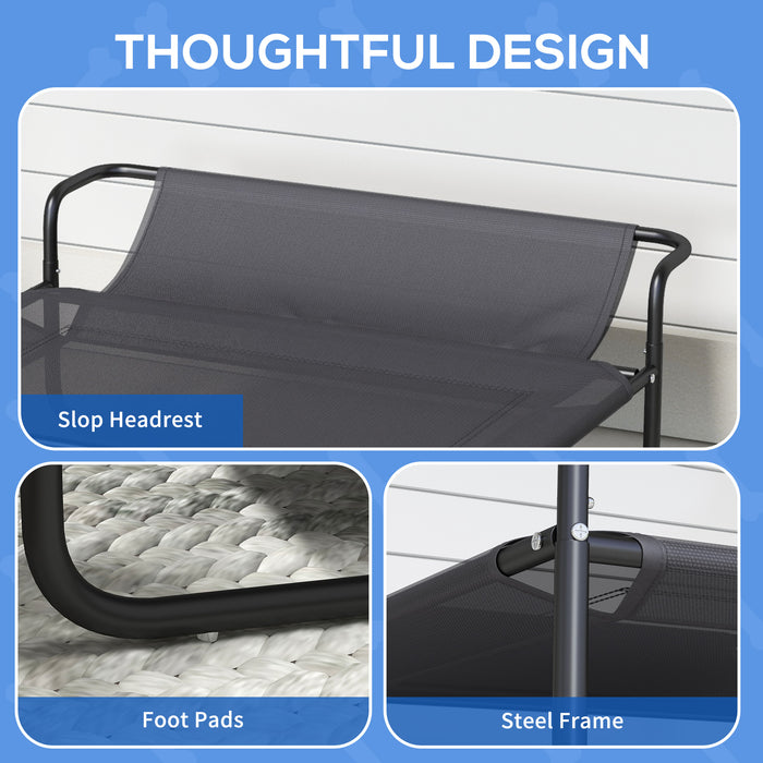 Elevated Dog Bed with Angled Headrest - Durable & Washable Mesh Cot with Non-Slip Feet - Comfortable Sleeping Solution for Small to Medium Breeds, 91 x 69 x 29 cm