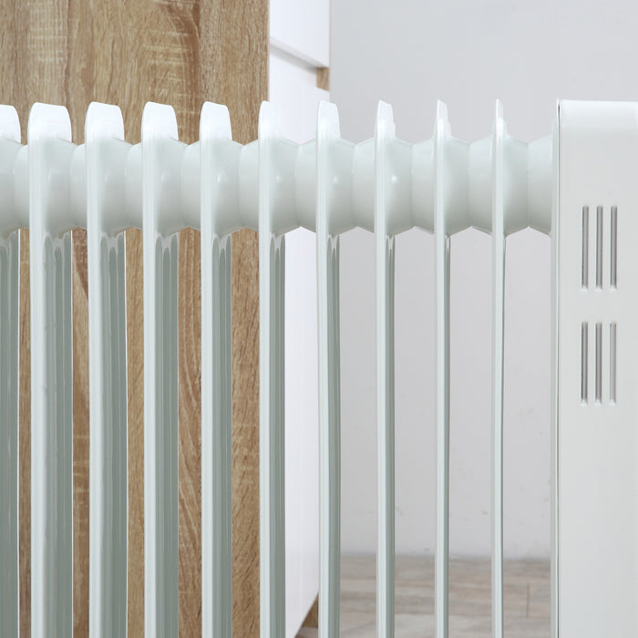 2720W Oil-Filled Radiator Heater - Portable Electric Heater with 3 Heat Settings and Adjustable Thermostat - Energy-Efficient Indoor Heating Solution with Safety Auto Shut-off