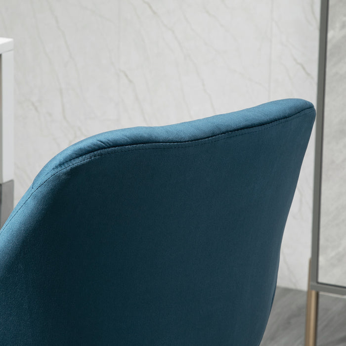 Ergonomic Velvet Home Office Chair - Comfy Adjustable Computer Desk Chair with Arm & Back Support - Ideal for Extended Seating & Work Comfort, Blue