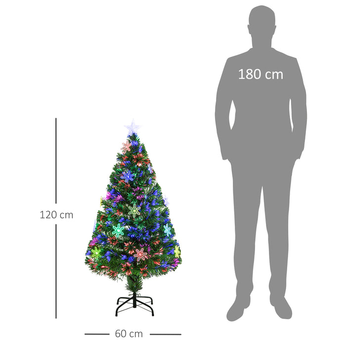 4ft Pre-Lit Artificial Christmas Tree with Snowflake Lights - 120cm Festive Green Holiday Decor - Ideal for Small Spaces & Celebrations