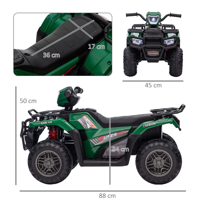 Electric Ride-On ATV for Kids - 12V Quad Bike with Forward/Reverse, Music, LED Headlights - Perfect for Ages 3-5, Vibrant Green