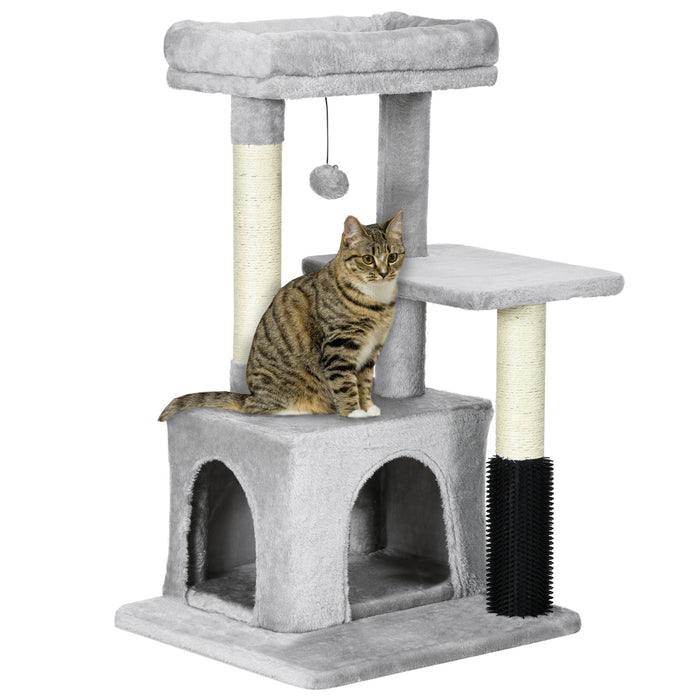 Kitten Furniture Climbing Tree Tower - Sisal Post Scratching & Massage Activity Center, 48x48x80cm in Light Grey - Perfect for Playful Cats and Kittens