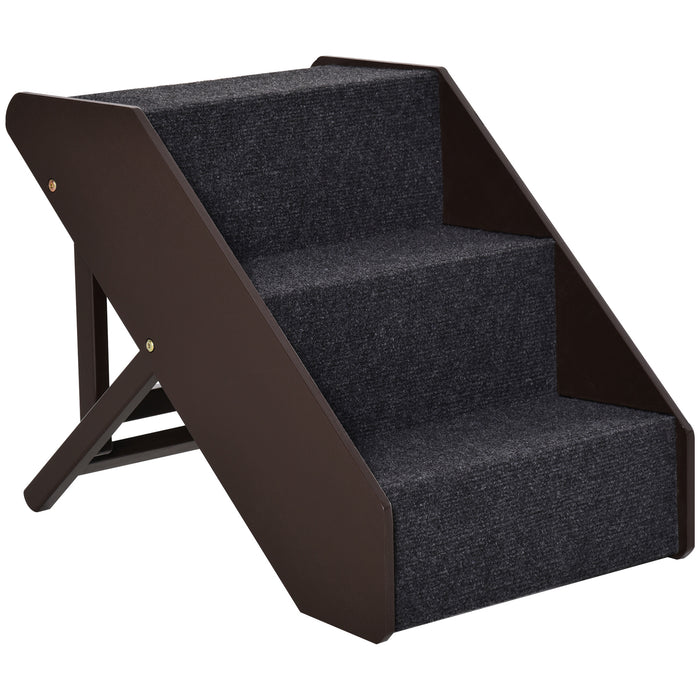 PetSafe CozyUp Folding Pet Steps - Easy Access Pet Stairs, Dark Brown - Ideal for Small to Medium Dogs & Cats for Beds and Couches