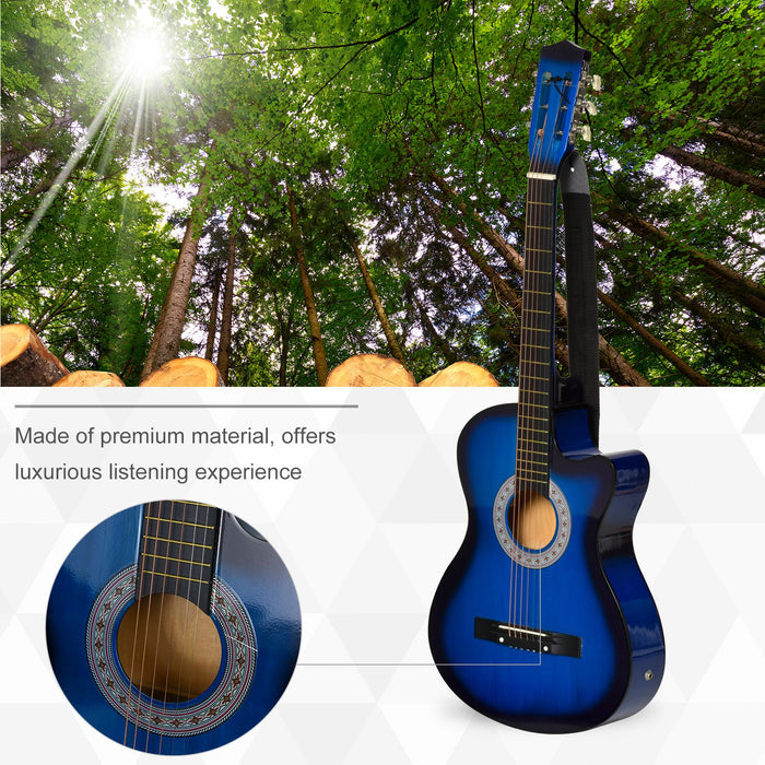 38in Acoustic-Electric Guitar with Cutaway Design - Premium Gloss Finish, Beginner-Friendly Instrument with Case - Ideal for New Guitarists and Travel Musicians