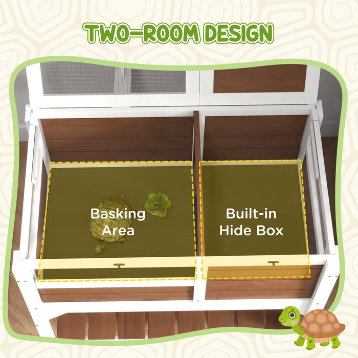 Tortoise Safe Haven - Wooden Enclosure with Shelter, Running Space, Basking Shelf, and Lamp Attachment - Ideal Habitat for Pet Tortoises