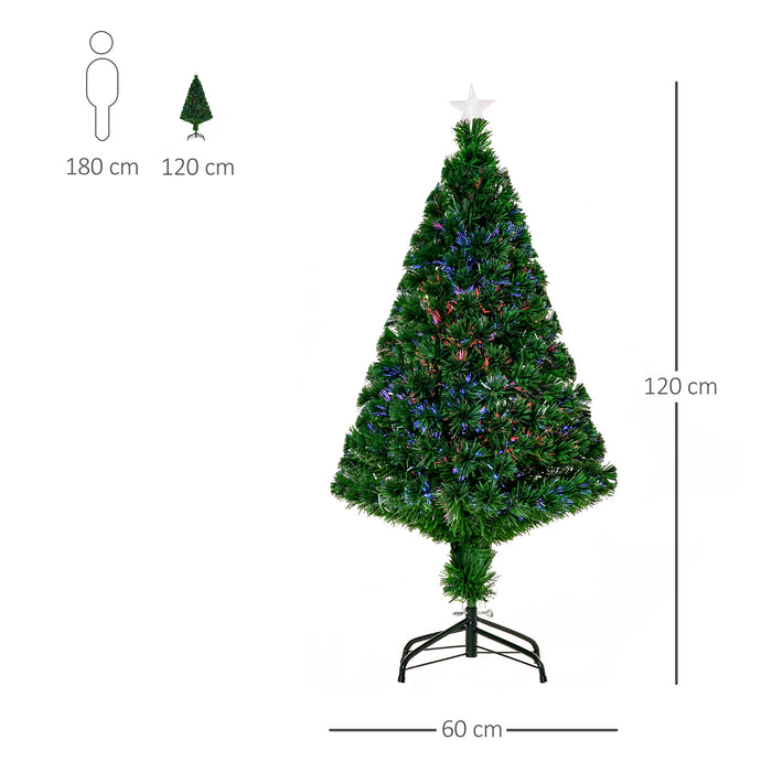 Artificial Pre-Lit Christmas Tree with Metal Stand - 1.2m Tall, Easy Assembly Festive Decor - Ideal for Small Spaces & Holiday Celebrations