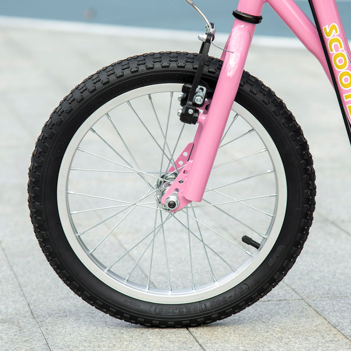 Teen Scooter with Rubber Wheels - Adjustable Handlebar, Dual Brakes, and Kickstand - Ideal for Kids 5+ Years, Pink
