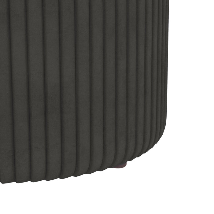 Velvet Upholstered Round Ottoman - Plush Footstool with Hidden Storage & Padded Seating - Ideal for Living Room Organization and Comfort