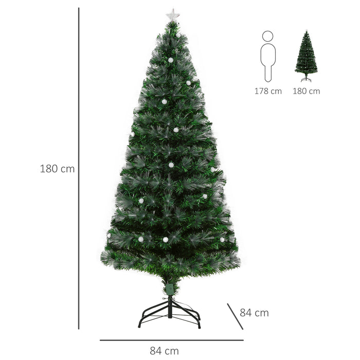 HOMCM 6ft Pre-Lit Christmas Tree - White Artificial Tree with 230 LED Lights and Star Topper, Tri-Base Stand - Full-Bodied Design for Festive Home Decor