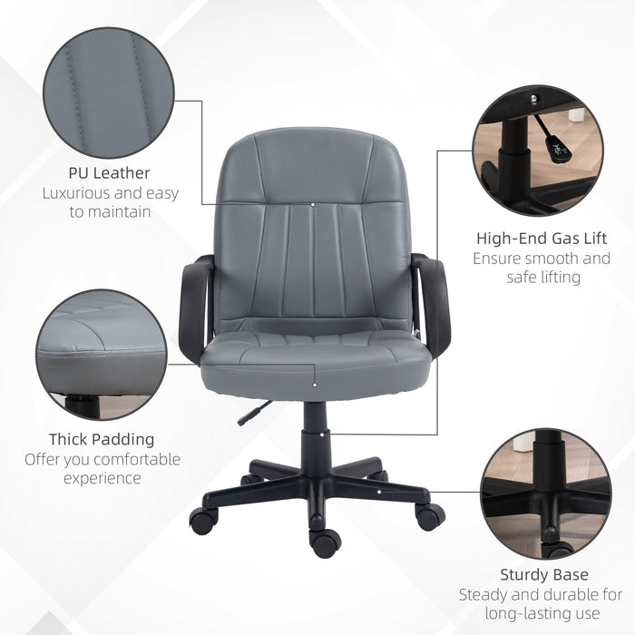 Swivel Executive Office Chair - PU Leather, Ergonomic Computer Desk Chair for Gaming and Office Work - Ideal for Professionals and Gamers in Grey