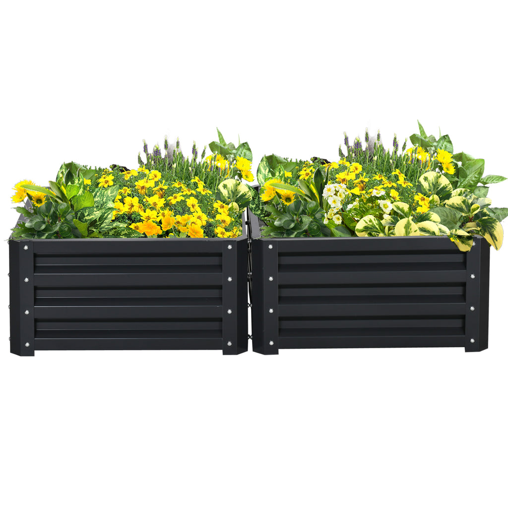Elevated Galvanized Planter Set - 2-Pack Outdoor Raised Garden Beds for Flowers & Herbs - Space-Saving 60x60x30.5cm Design Perfect for Patios and Balconies